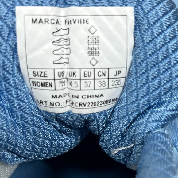 Fitville Running Shoes Women 7M Wide Width FlowCore V2 Sky Blue Knit Heel Arch - Picture 12 of 13